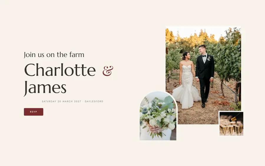 Cellar Door wedding website template