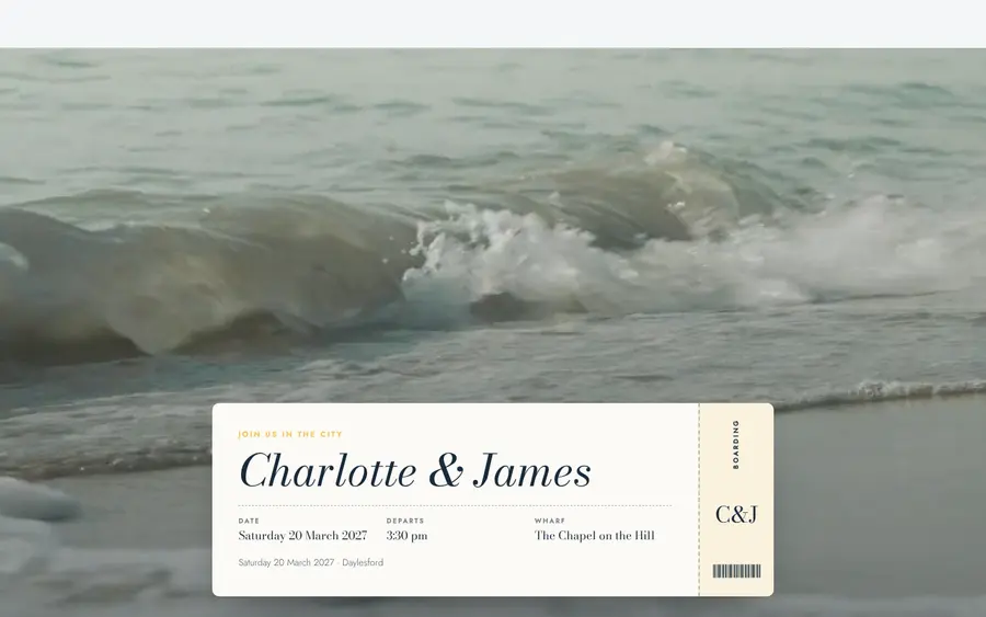 Harbour wedding website template